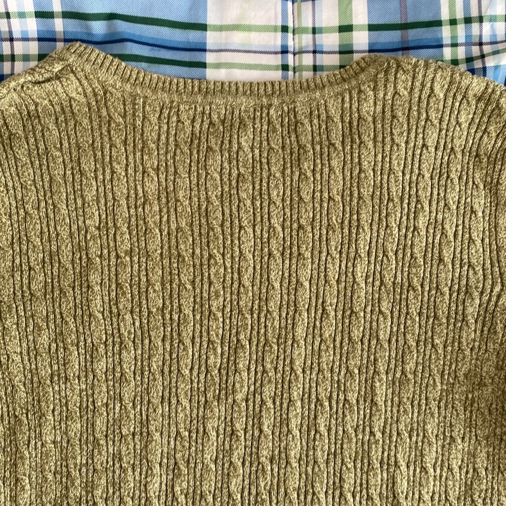 Karen Scott petite warm olive knit v-neck sweater - Picture 15 of 17